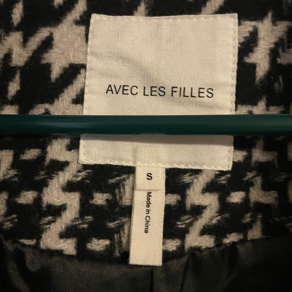 NWT Avec Les Filles Black White Plaid Houndstooth Pea Coat Small Career Preppy - Picture 8 of 9